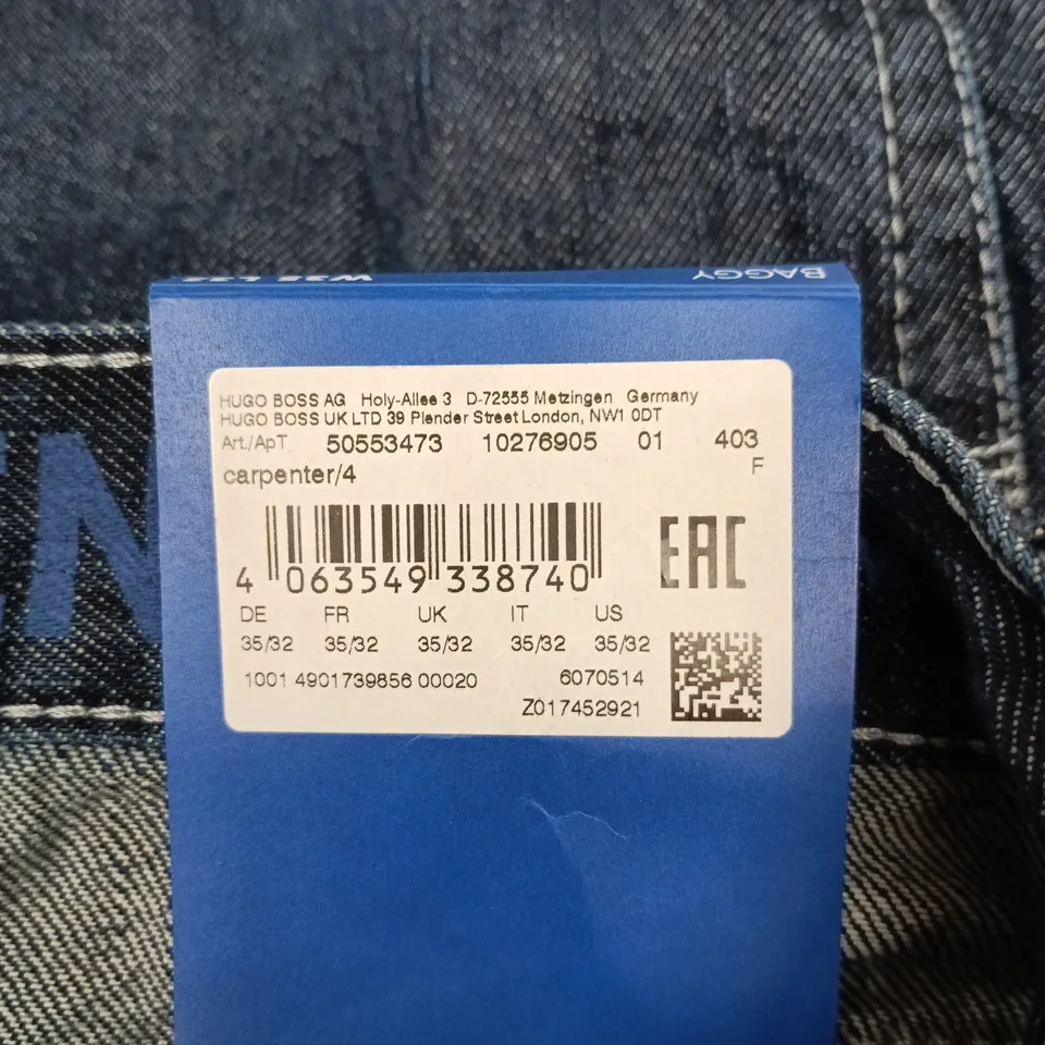 HUGO BOSS JEANS – CARPENTER BAGGY, DARK DENIM, UK 35/32, MEN'S