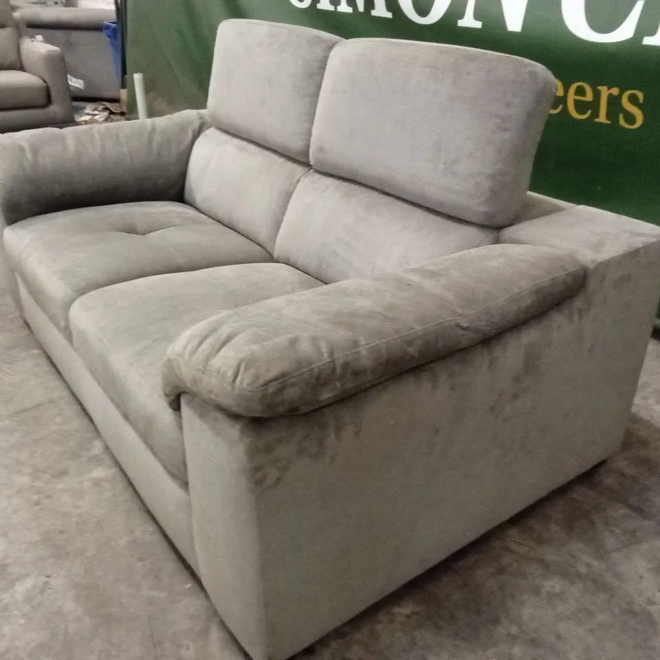 DESIGNER 2 SEATER FABRIC SOFA WITH ADJUSTABLE HEADREST