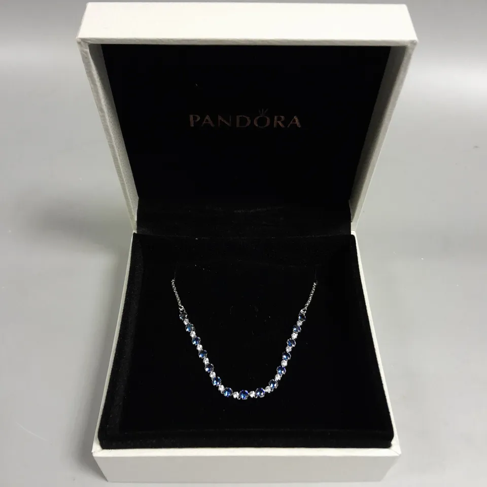 PANDORA BLUE AND CLEAR SPARKLE SLIDER BRACELET