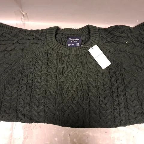 ABERCROMBIE & FITCH LONG SLEEVE KNIT JUMPER IN DARK GREEN SIZE XXL