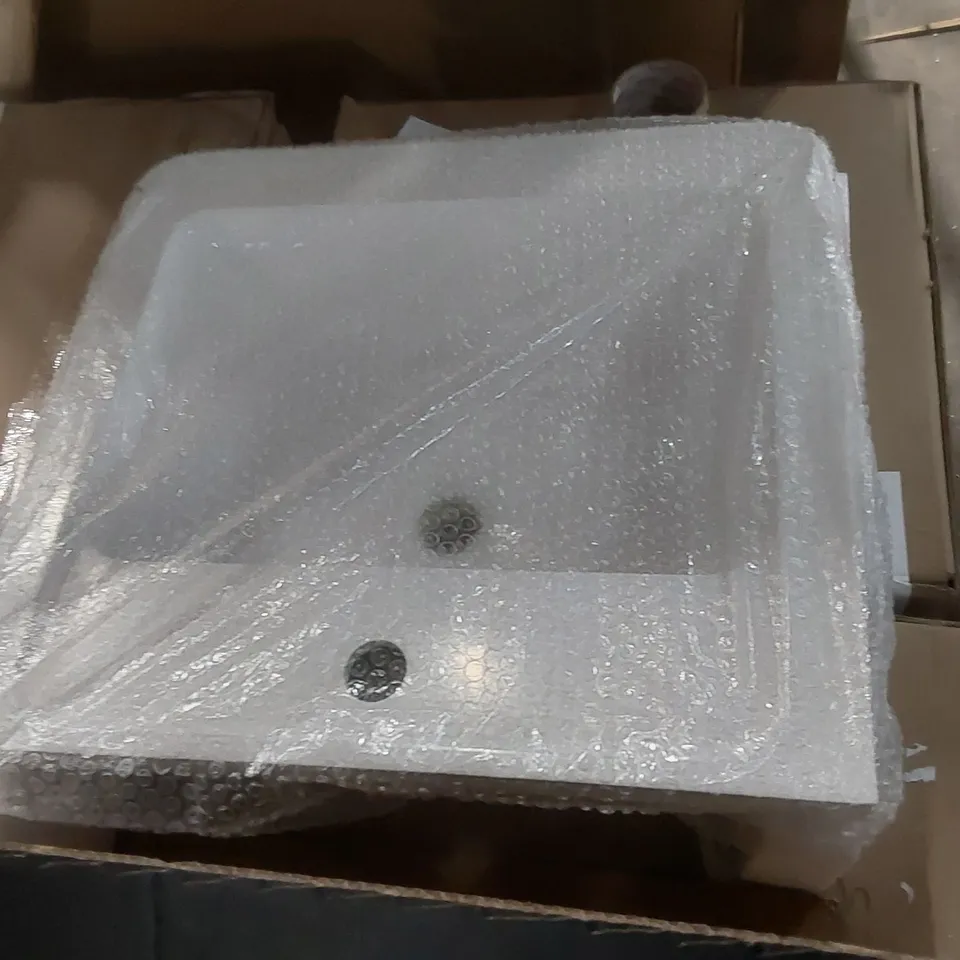 BOXED AQUA DART HARBY 500mm STONE RESIN BASIN - WHITE (1 BOX)