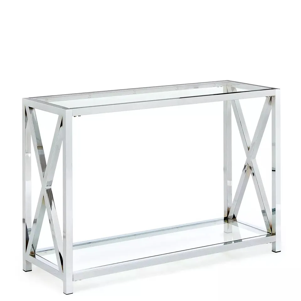CHRISTIE GLASS AND CHROME CONSOLE TABLE - COLLECTION ONLY RRP £209