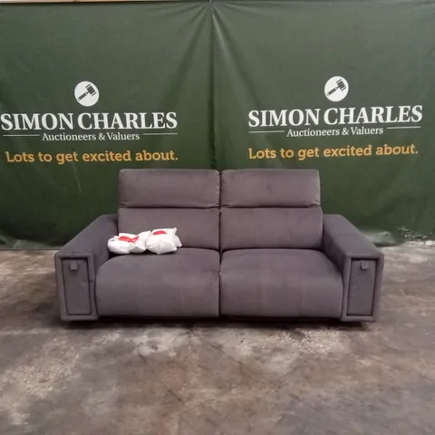 GROVE 3 SEATER FABRIC POWER ELECTRIC RECLINER WITH STORAGE - GREY