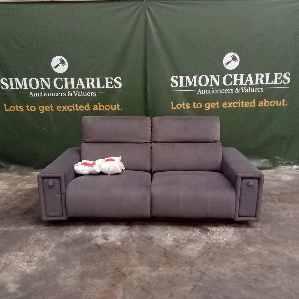 GROVE 3 SEATER FABRIC POWER ELECTRIC RECLINER WITH STORAGE - GREY RRP £1299