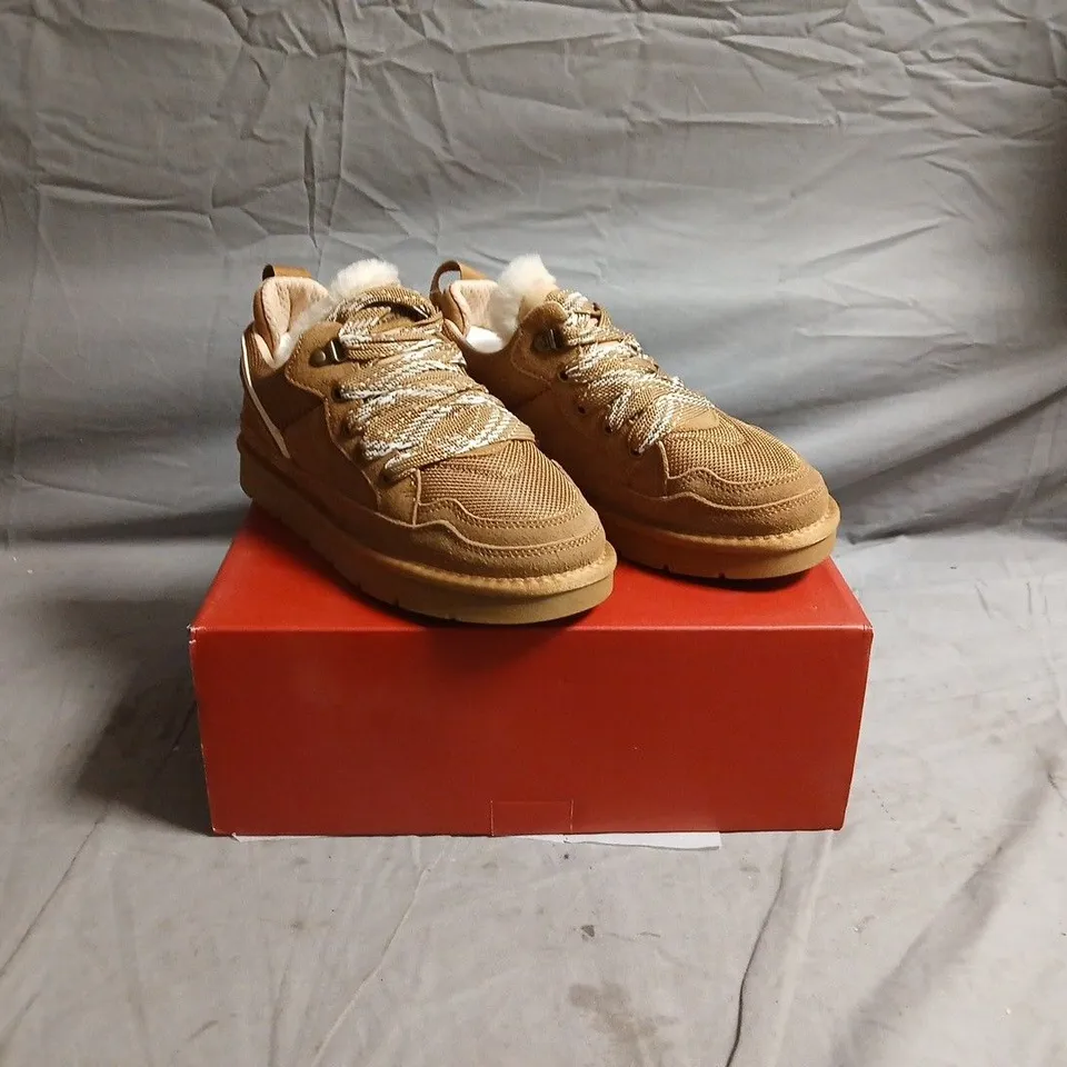 TAN SUEDE FUR-LINED SNEAKERS – CASUAL FOOTWEAR