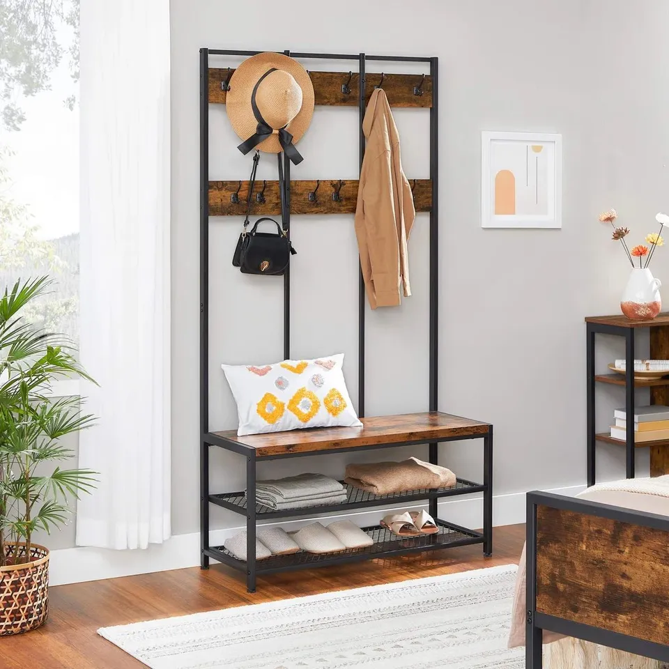 BOXED ALPER HALL TREE 100CM WIDE WITH BENCH AND SHOE STORAGE 