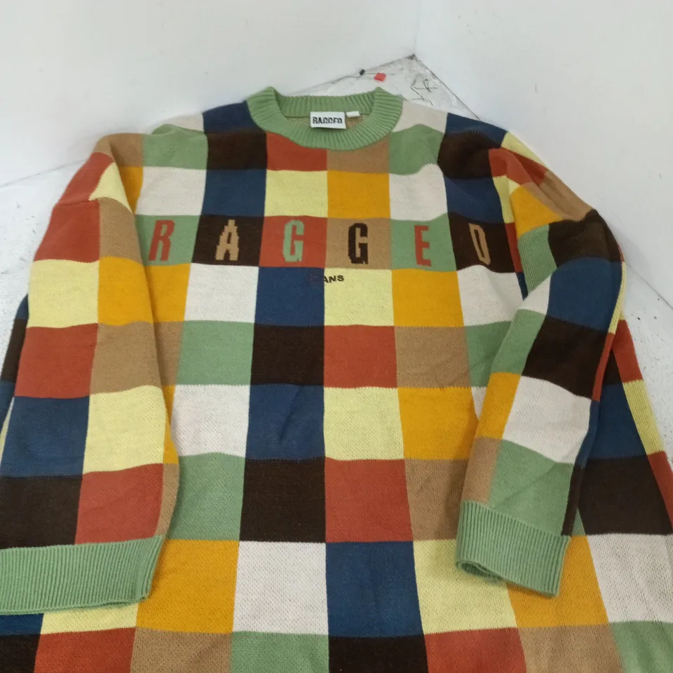 RAGGED JEANS COLOUR-BLOCK KNIT JUMPER – SIZE S (WOMEN)