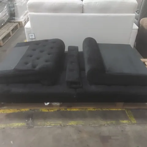 DESIGNER BLACK VELVET UPHOLSTERED SOFA BED 