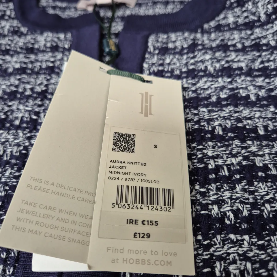 HOBBS LONDON AUDRA KNITTED JACKET - SIZE SMALL