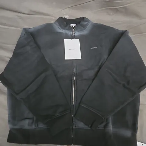 BROTHERANDKIN ZIP-FRONT JACKET, SIZE L – BLACK