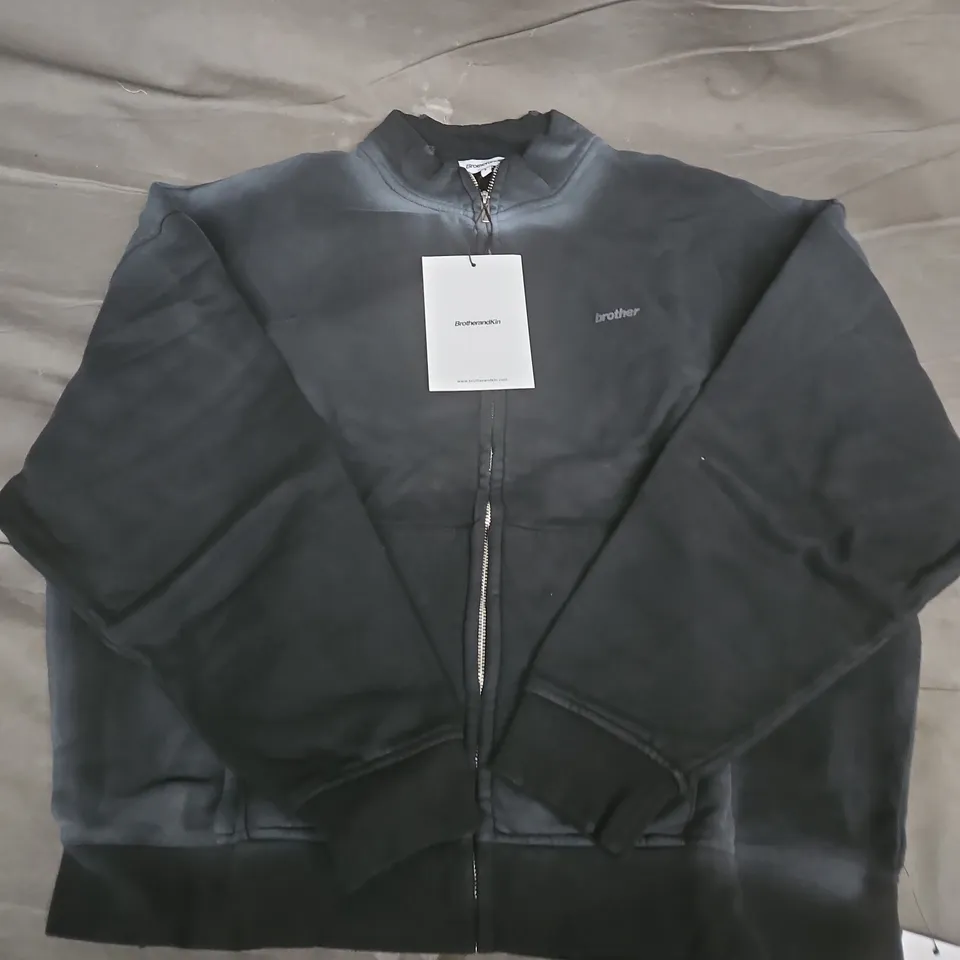 BROTHERANDKIN ZIP-FRONT JACKET, SIZE L – BLACK