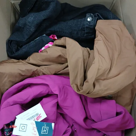 LARGE BOX OF ASSORTED CLOTHING ITEMS IN VARIOUS SIZES, COLORS AND STYLES - COLLECTION ONLY