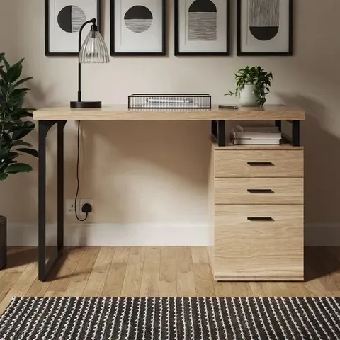 BOXED DUNELM EDISON STORAGE DESK OAK EFFECT