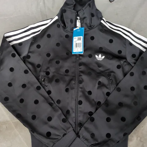 ADIDAS SATIN POLKA DOT TRACK TOP IN BLACK SIZE 2XS