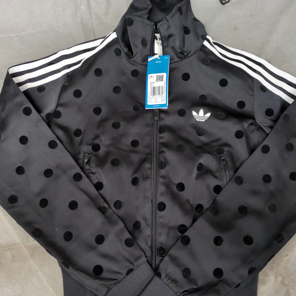 ADIDAS SATIN POLKA DOT TRACK TOP IN BLACK SIZE 2XS
