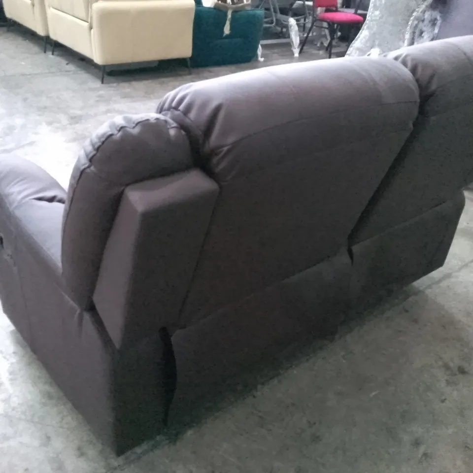 QUALITY DESIGNER STAMFORD 2 SEATER MANUAL RECLINER SOFA - BROWN LEATHER 