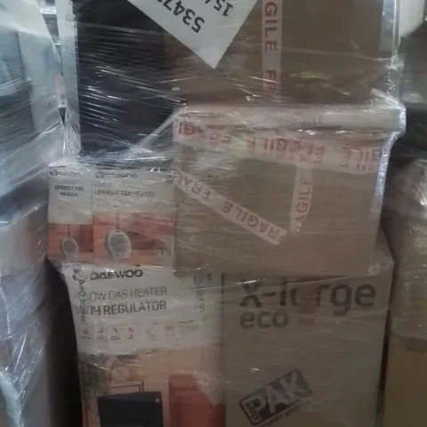 PALLET CONTAINING VARIOUS ELECTRICAL ITEMS AND HOUSEHOLD PRODUCTS TO INCLUDE:4100W GAS HEATER,2000W FAN HEATER