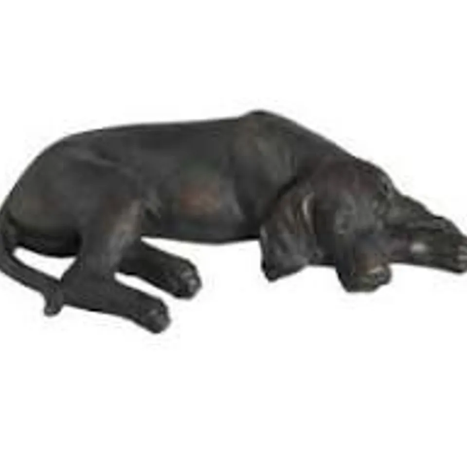 BOXED LAZY SPANIEL LYING DOG STATUE IN COPPER