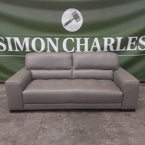QUALITY DESIGNER ITALIAN MADE LEATHER MARCOS 4 SEATER SOFA - GREY