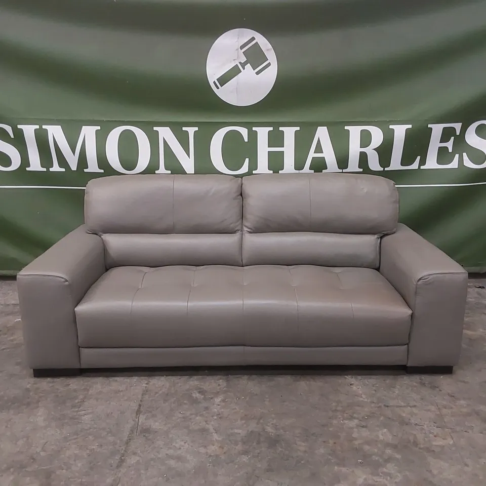 QUALITY DESIGNER ITALIAN MADE LEATHER MARCOS 4 SEATER SOFA - GREY