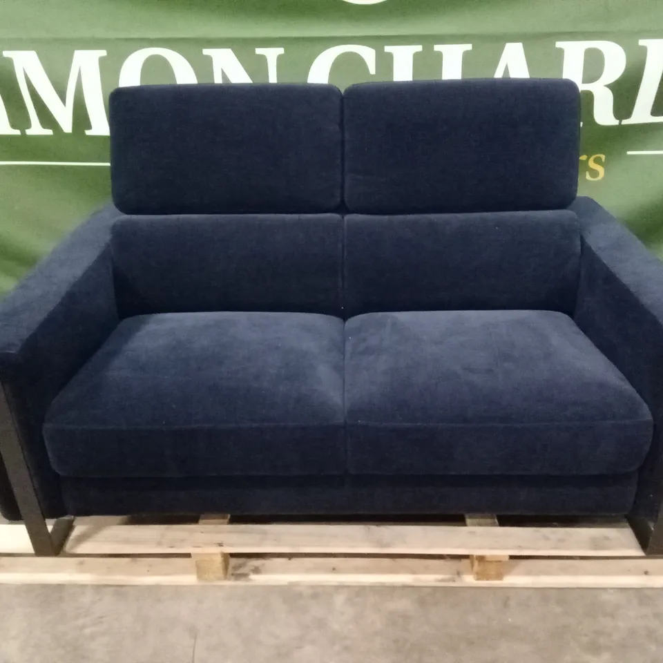 QUALITY DESIGNER ITALIAN MADE MASSIMO 2 SEATER SOFA - DARK BLUE FABRIC