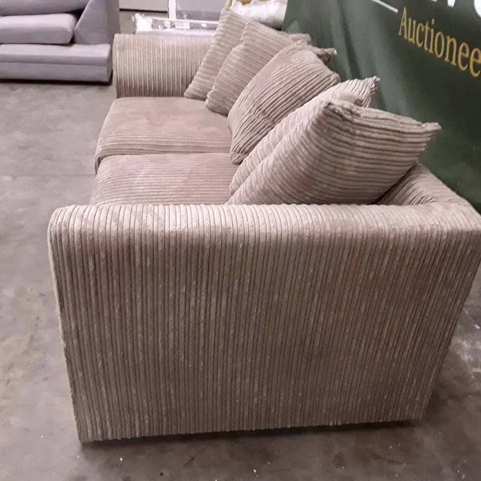 QUALITY DESIGNER 3 SEATER SOFA - BROWN CORDUROY FABRIC