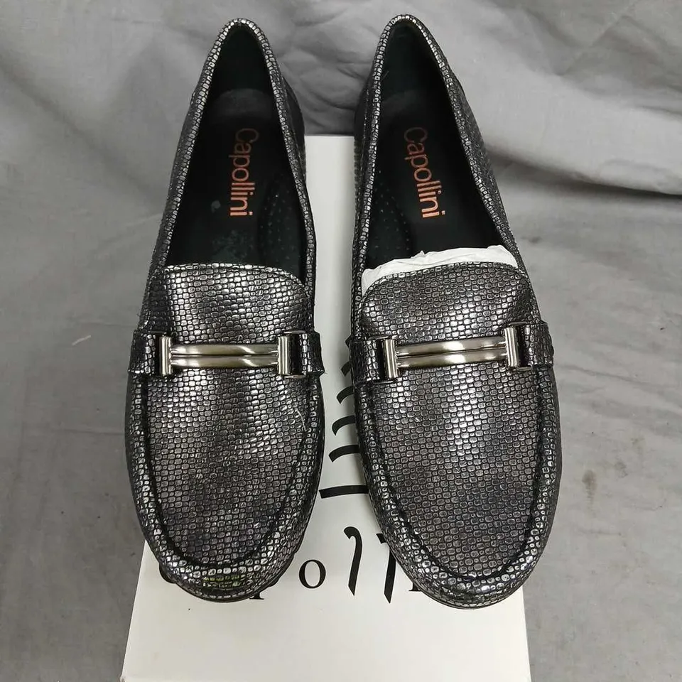 CAPOLINI SADIE G612 GUN METAL LEATHER LOAFERS – UK 7.5 (EU 40.5)