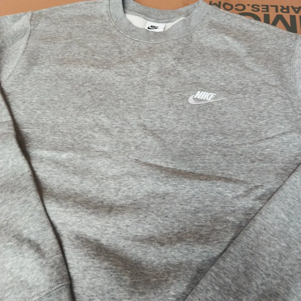 NIKE GREY SWEATSHIRT WITH SWOOSH LOGO - SIZE L