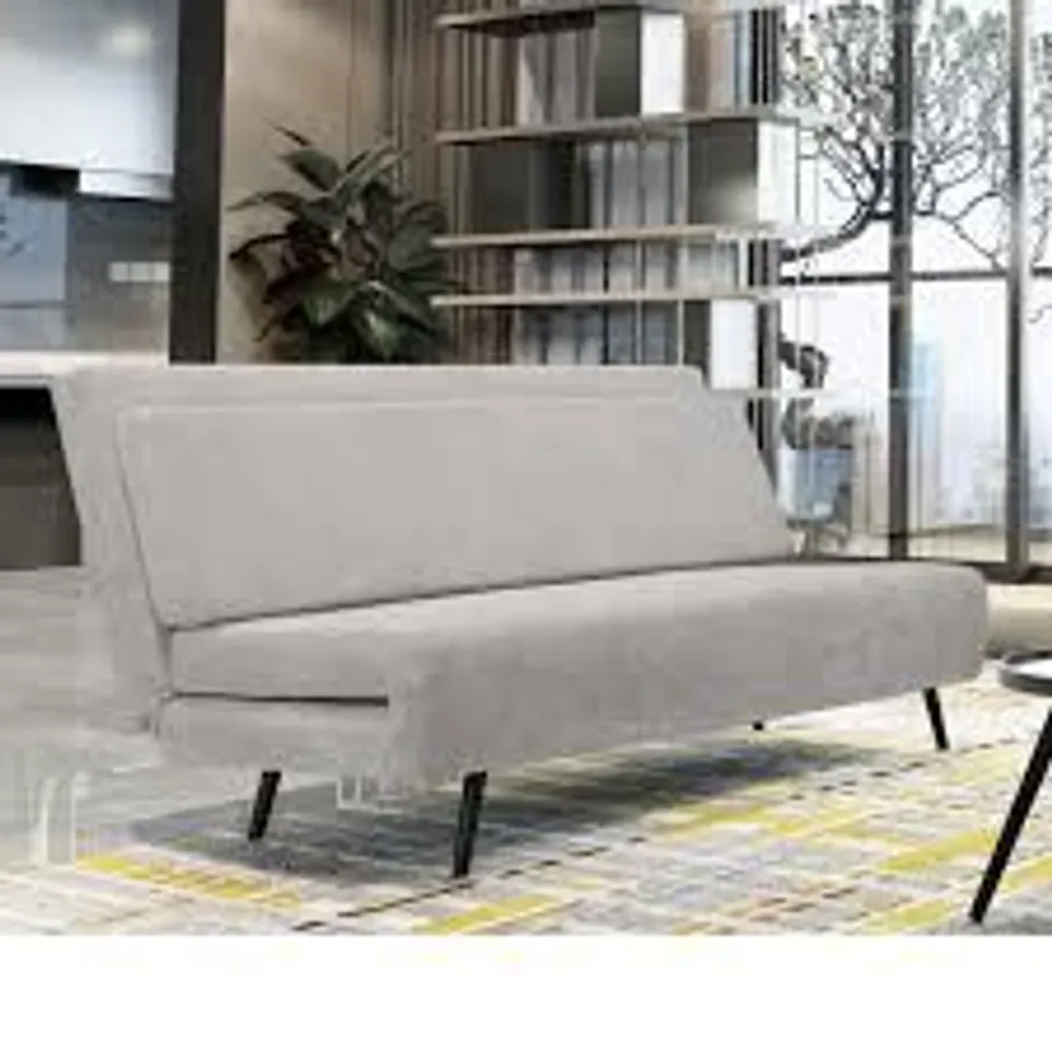 BOXED SOFA BED GREY MALLORY FOLD-OUT FUTON 