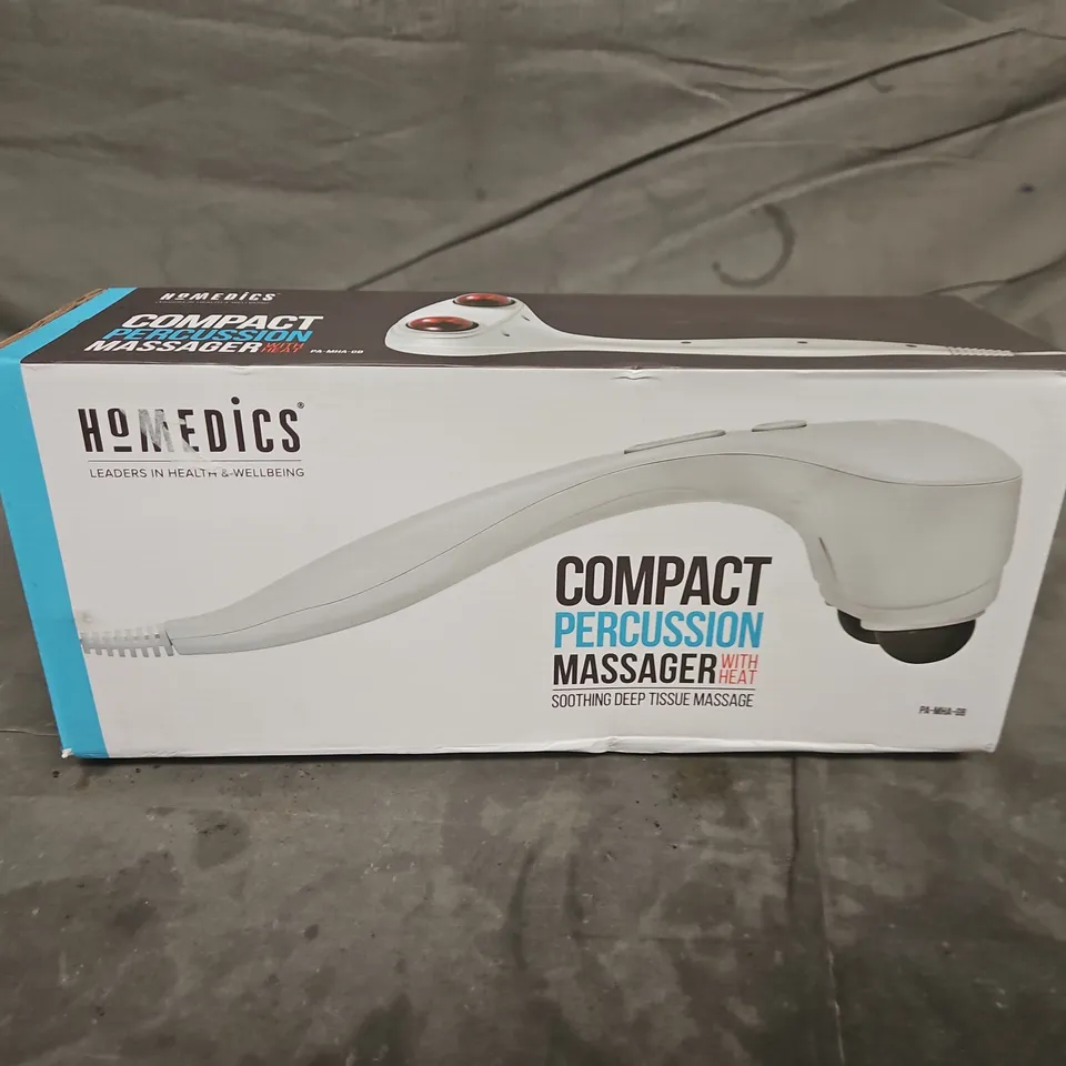 BOXED HOMEDICS COMPACT PERCUSSION MASSAGER WITH HEAT PA-MHA