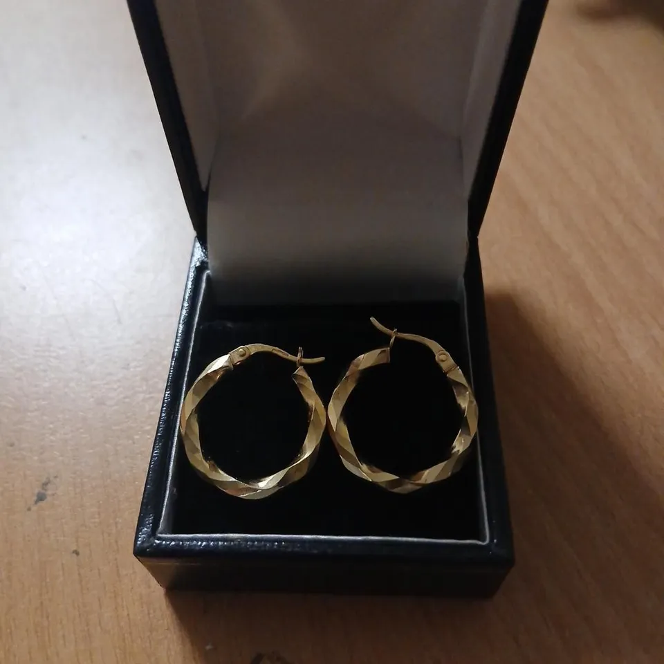 GOLD 9CT ITALIAN GOLD HOLLOW HOOP EARRINGS 1.10G