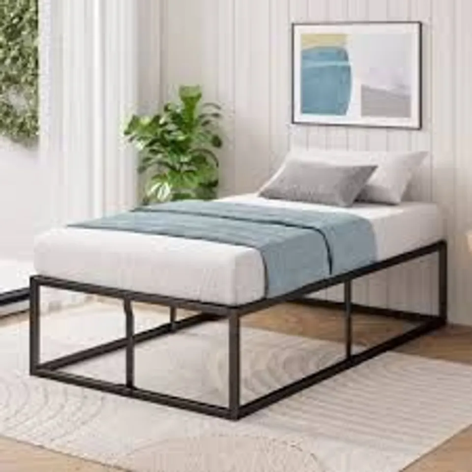 BOXED DEKKER METAL PLATFORM BED WITH WOODEN SLAT SUPPORT 46CM/18IN HEIGHT - SINGLE (1 BOX)