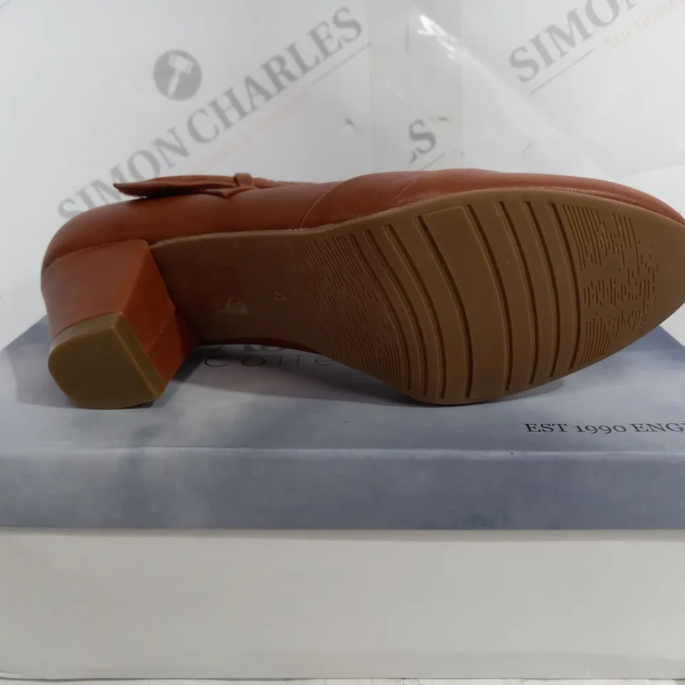 BOXED AJVANI COLLECTION PLATFORM TAN SHOES - UK 4