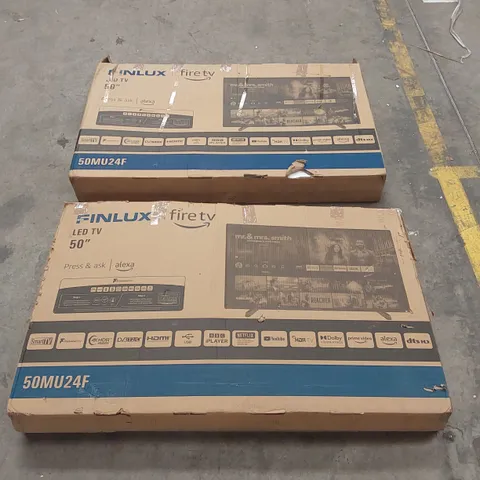 PAIR OF SCREEN DAMAGED FINLUX 50" LED TVS // SPARES AND REPAIRS (2 ITEMS)