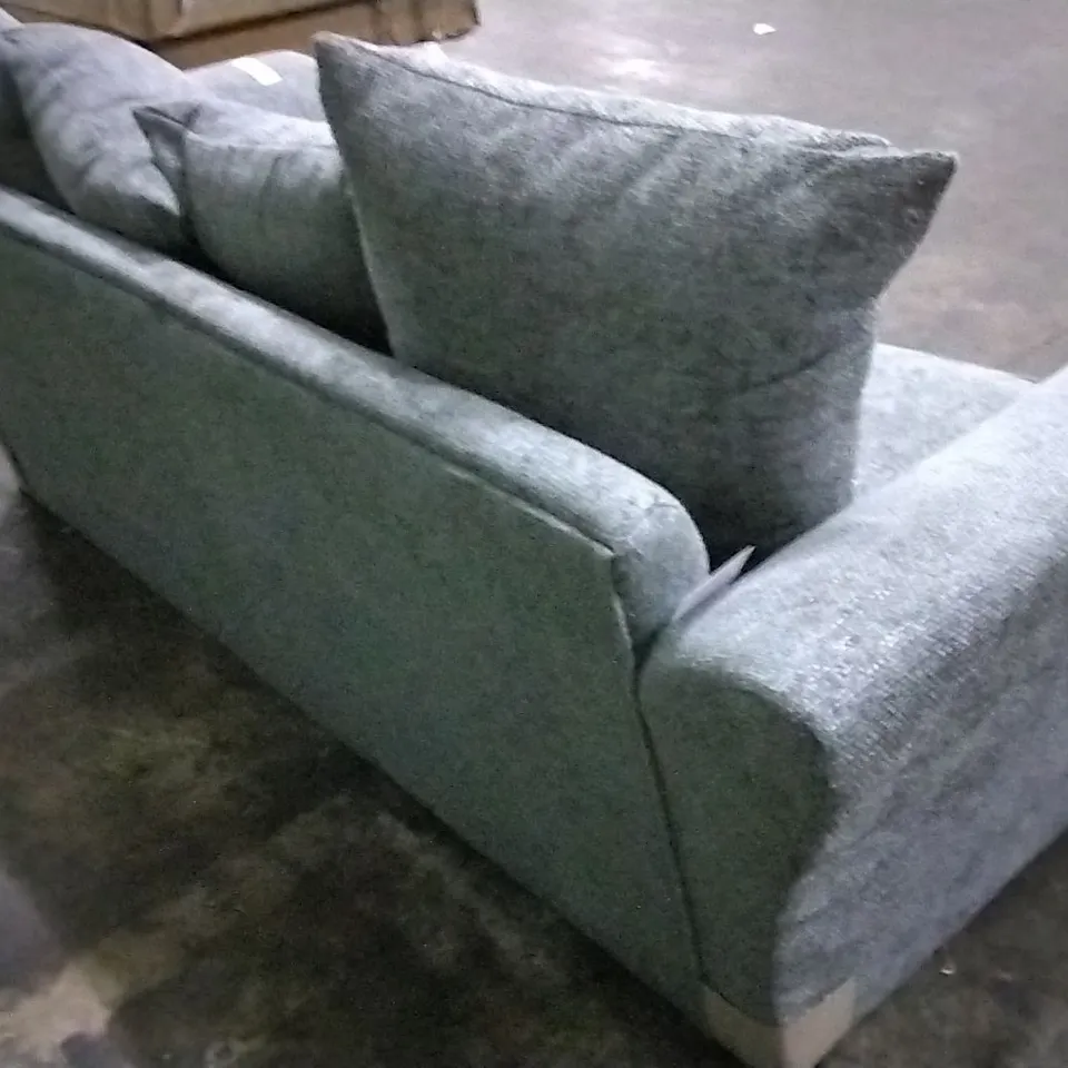 DESIGNER DURY CHUNKY WEAVE GREY FABRIC THREE SEATER SOFA