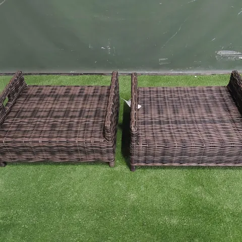 SET OF 2 DESIGNER RATTAN FOOTSTOOLS