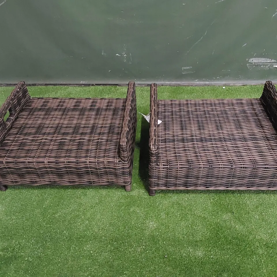 SET OF 2 DESIGNER RATTAN FOOTSTOOLS