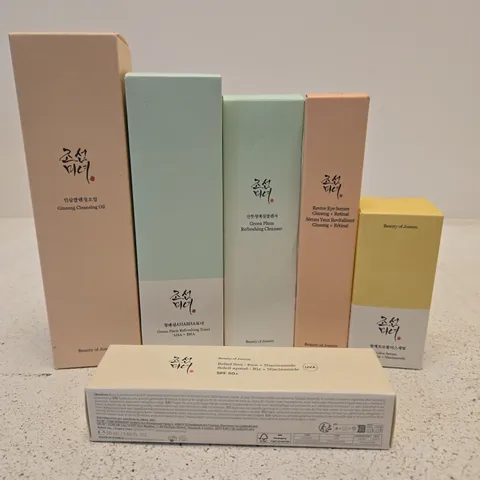 6 ASSORTED Beauty of Joseon PRODUCTS TO INCLUDE CLEANSING OIL, TONER, GLOW SERUM, ETC