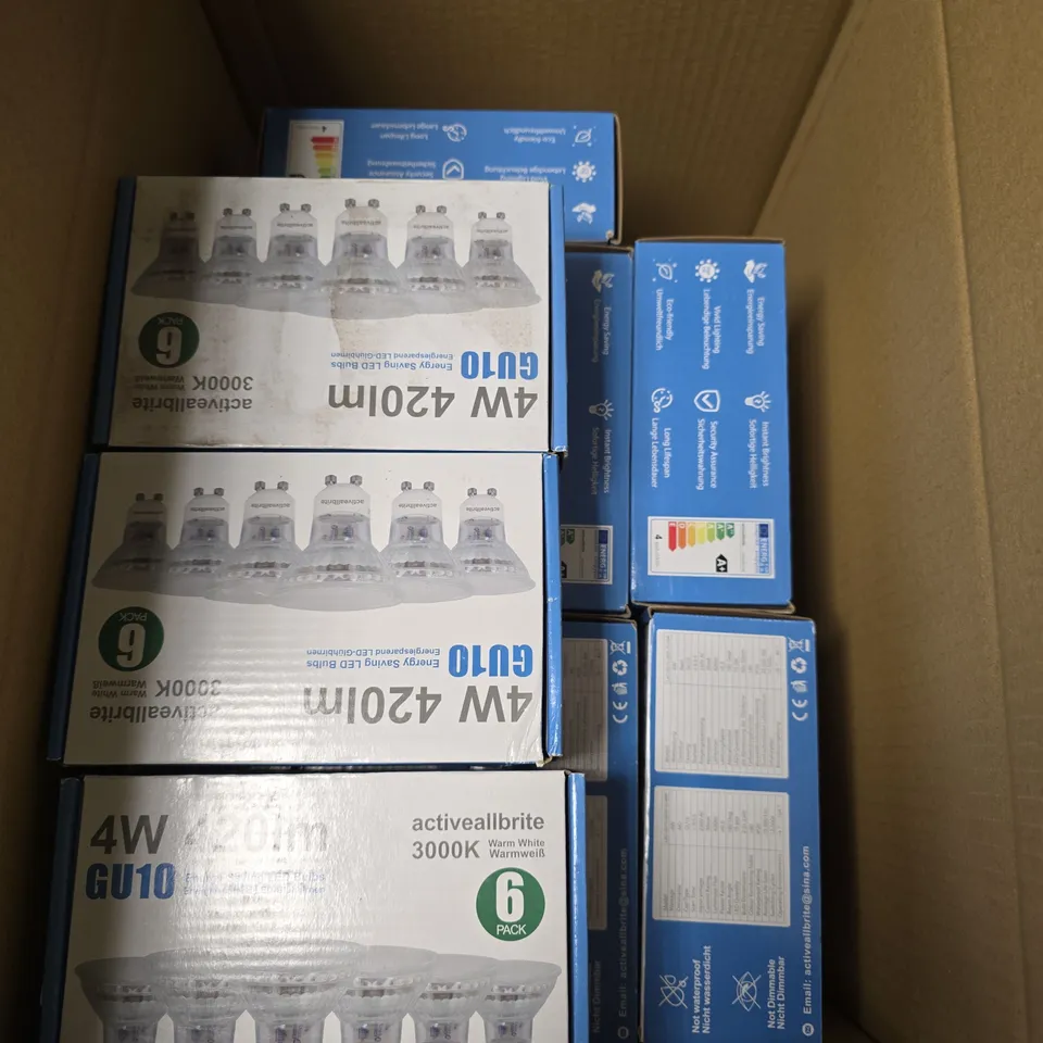 APPROXIMATELY 20 BOXED ACTIVEALLBRITE 4W GU10 BULB MULTIPACKS 