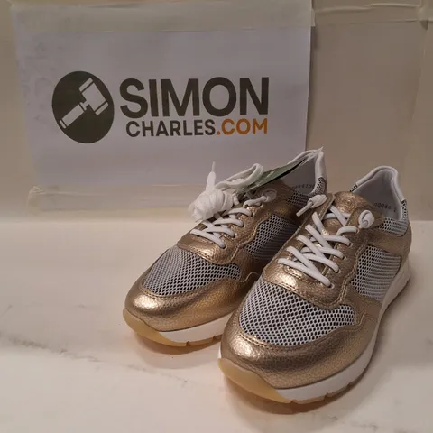 REMONTE LEATHER WEDGE HEELED TRAINERS - UK 3 - WHITE GOLD