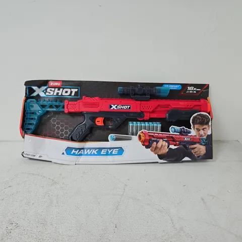 ZURU X-SHOT HAWK EYE BLASTER TOY – RED/TEAL, 16-DART CLIP