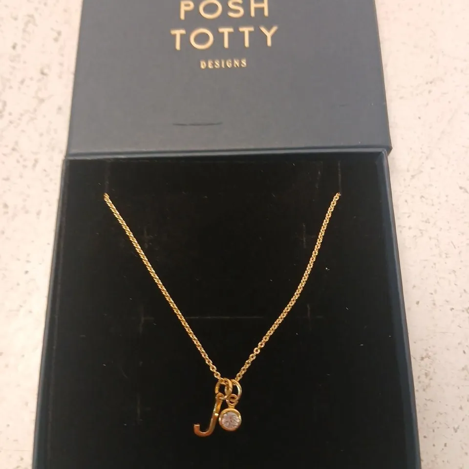 POSH TOTTY DESIGNS BIRTHSTONE & INITIAL CHARM NECKLACE STERLING SILVER