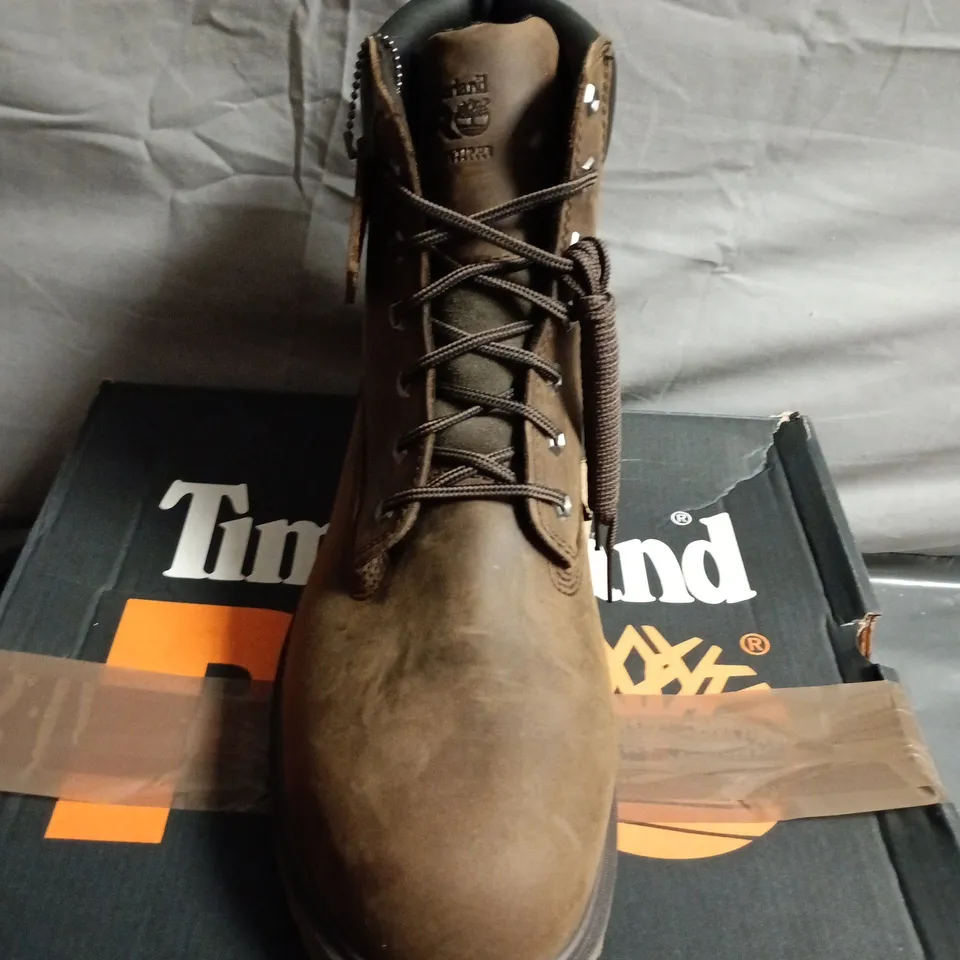 BOXED PAIR OF TIMBERLAND PRO LEATHER WORK BOOTS -  UK SIZE 10.5
