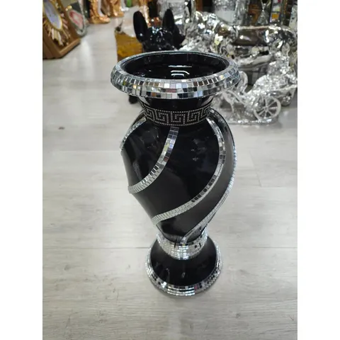 BOXED 40CM SPIRAL CRUSHED DIAMOND CERAMIC FLOWER VASE