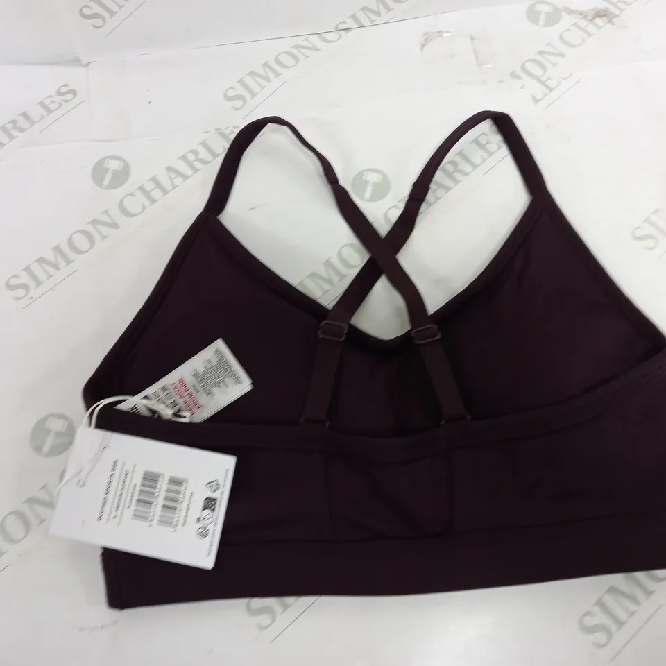 GYMSHARK RUCHED SPORTS BRA IN PLUM BROWN - SMALL