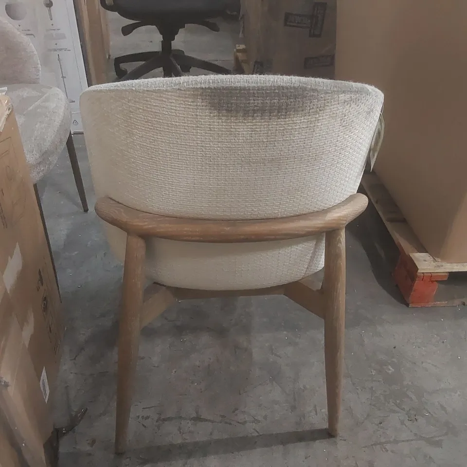 DESIGNER FABRIC UPHOLSTERED DINING CHAIR WITH WOODEN LEGS
