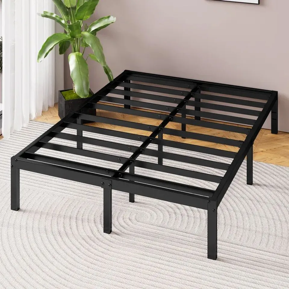 BOXED BARBIERI MINIMAL BLACK BED FRAME WITH SQUARE FEET - SIZE UNSPECIFIED (1 BOX)