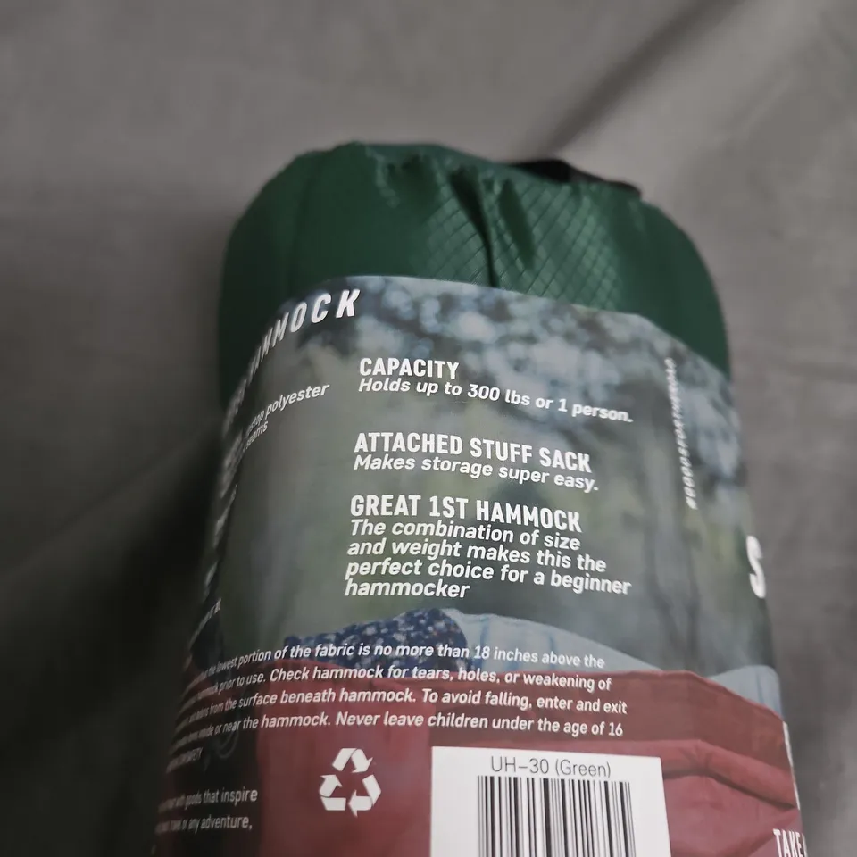 GRAND TRUNK STARTER HAMMOCK – GREEN (SINGLE)