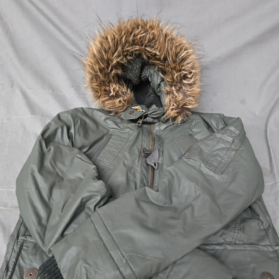 SUPERDRY PARKA JACKET WITH FUR-HOOD – OLIVE GREEN, XXL