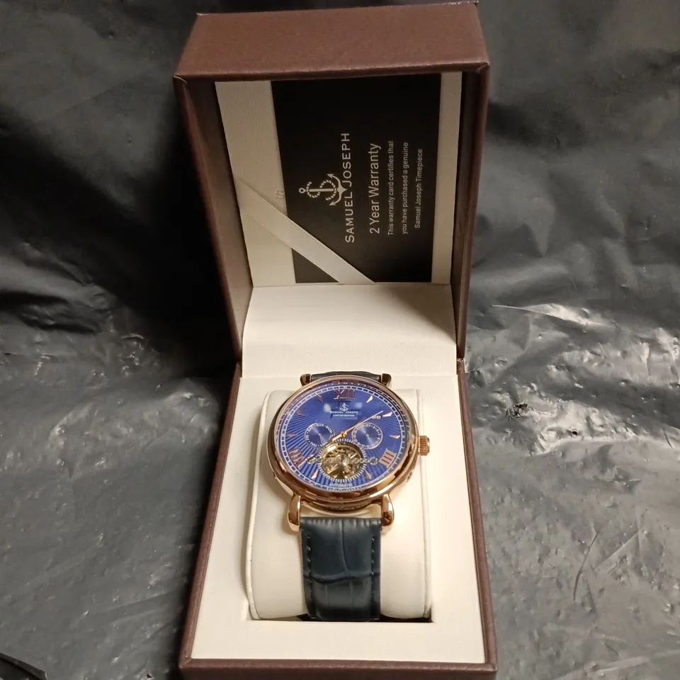 SAMUEL JOSEPH AUTOMATIC LIMITED EDITION WRISTWATCH - ROSE GOLD/BLUE